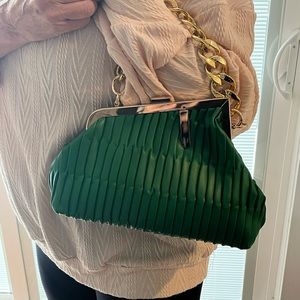 Stunning green with gold detail evening bag